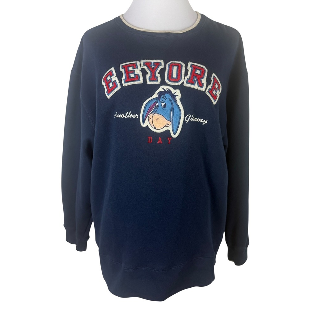 Disneyland Resort Eeyore Another Gloomy Day Navy Blue Sweatshirt Large Vintage